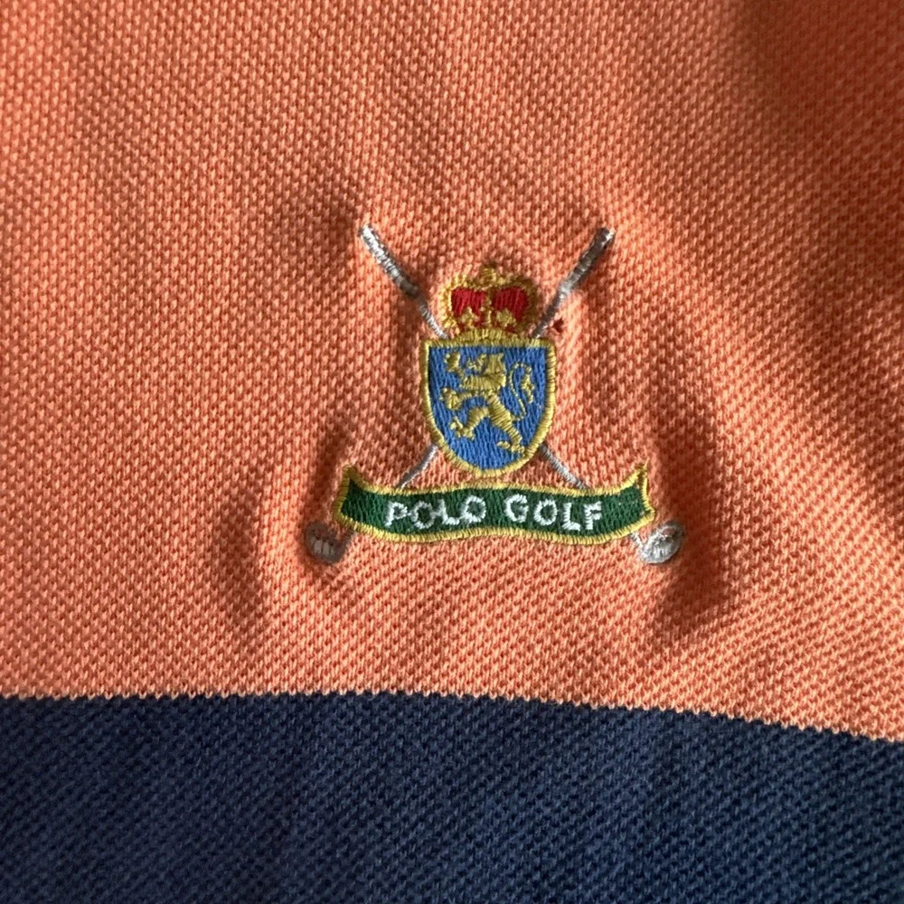 Polo Sports Ralph Lauren 1/4 Zip Polo Shirt Mens Large Orange Medium Waffle-Knit